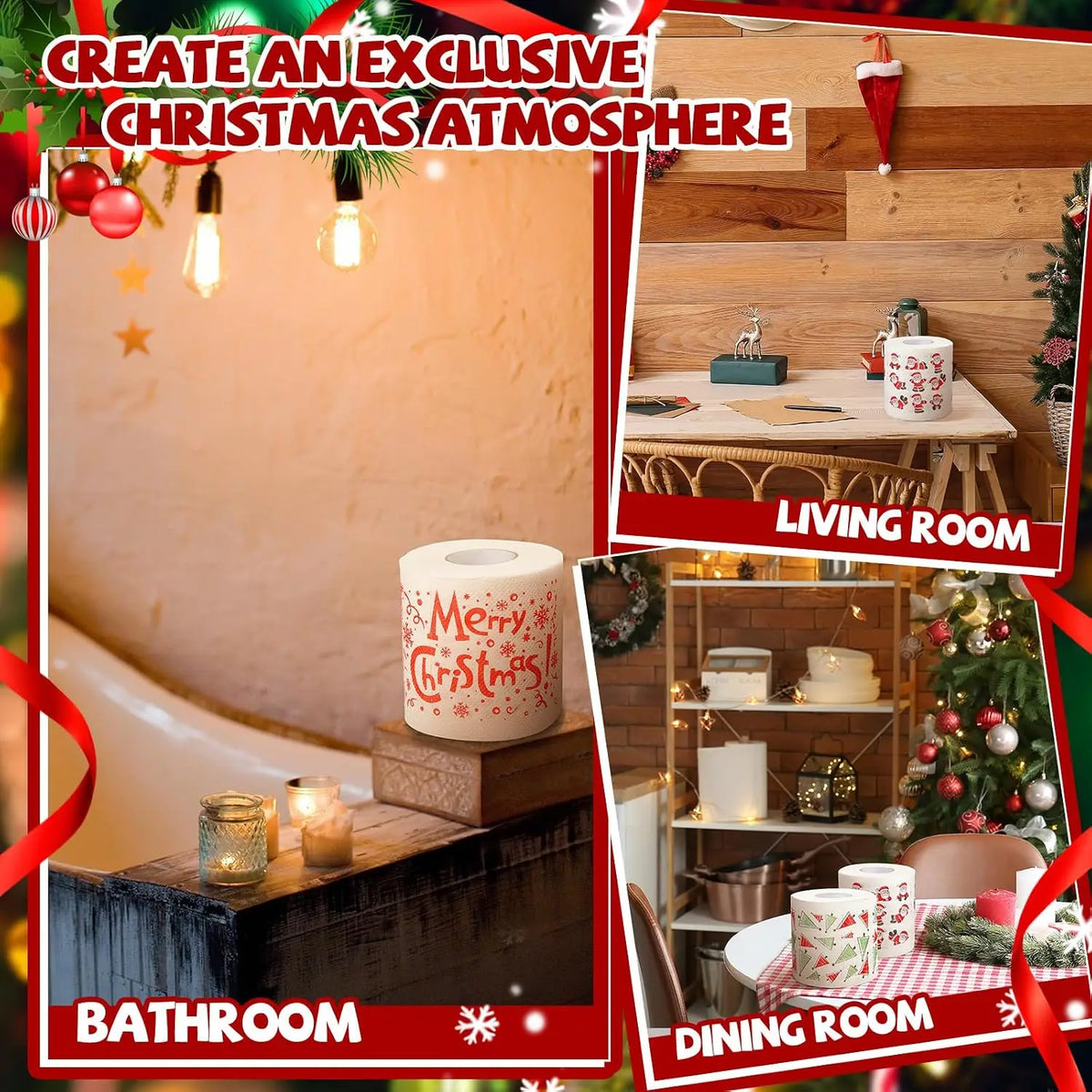 11PCS Santa Claus Toilet Paper Roll Set – Funny Christmas Gag Gift