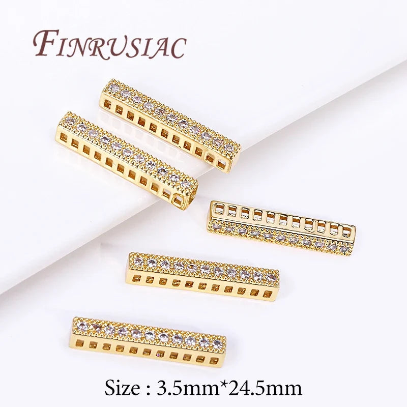 18K Gold Plated Zircon Flat Spacer Bars – DIY Jewelry Findings