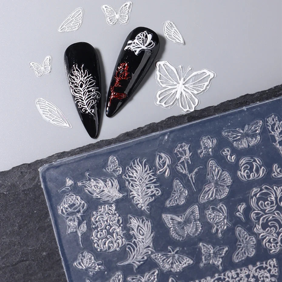 3D Silicone Nail Carving Mold – Snowflake & Winter Stamping Stencil