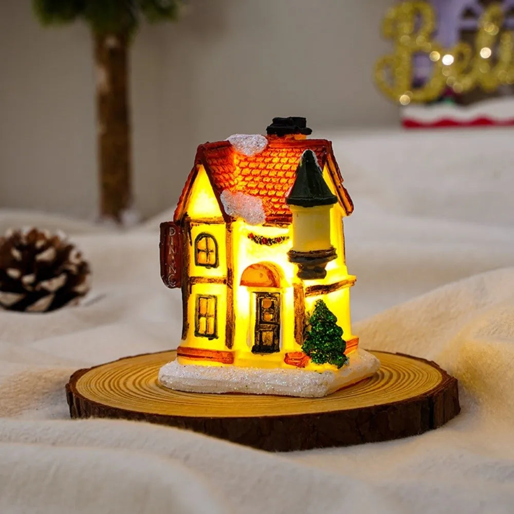 LED Christmas Village Miniature Light House Resin Ornament