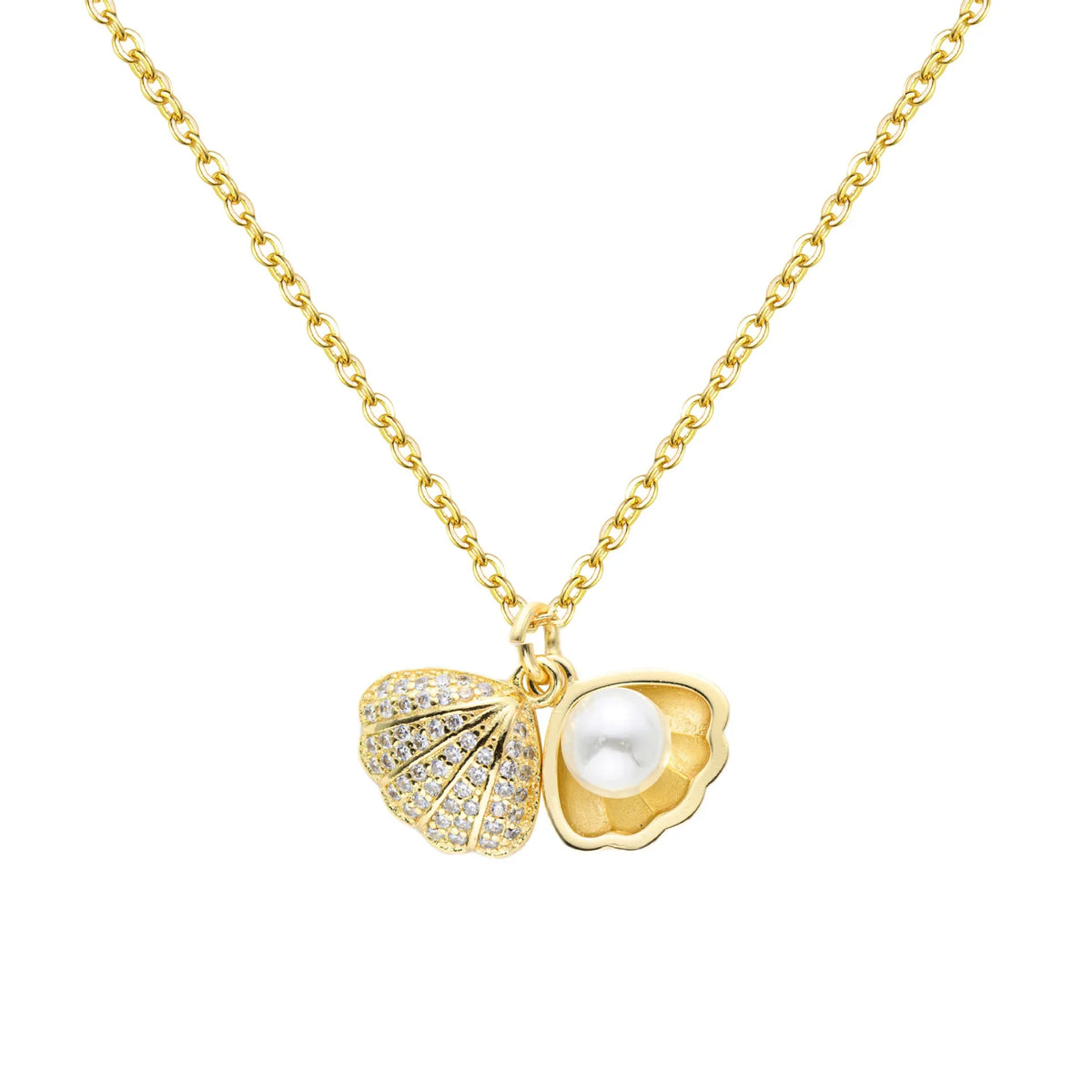 Women's Zircon Faux Pearl Copper Pendant Clavicle Necklace