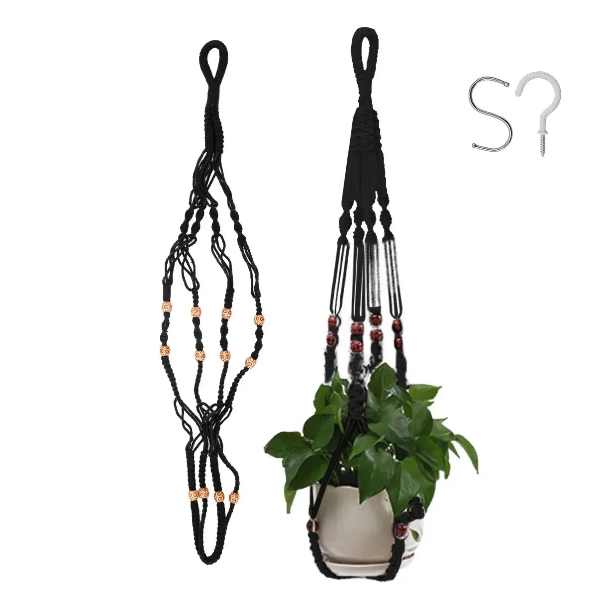 Macrame Plant Hanger – Boho Hanging Planter Basket Indoor Outdoor