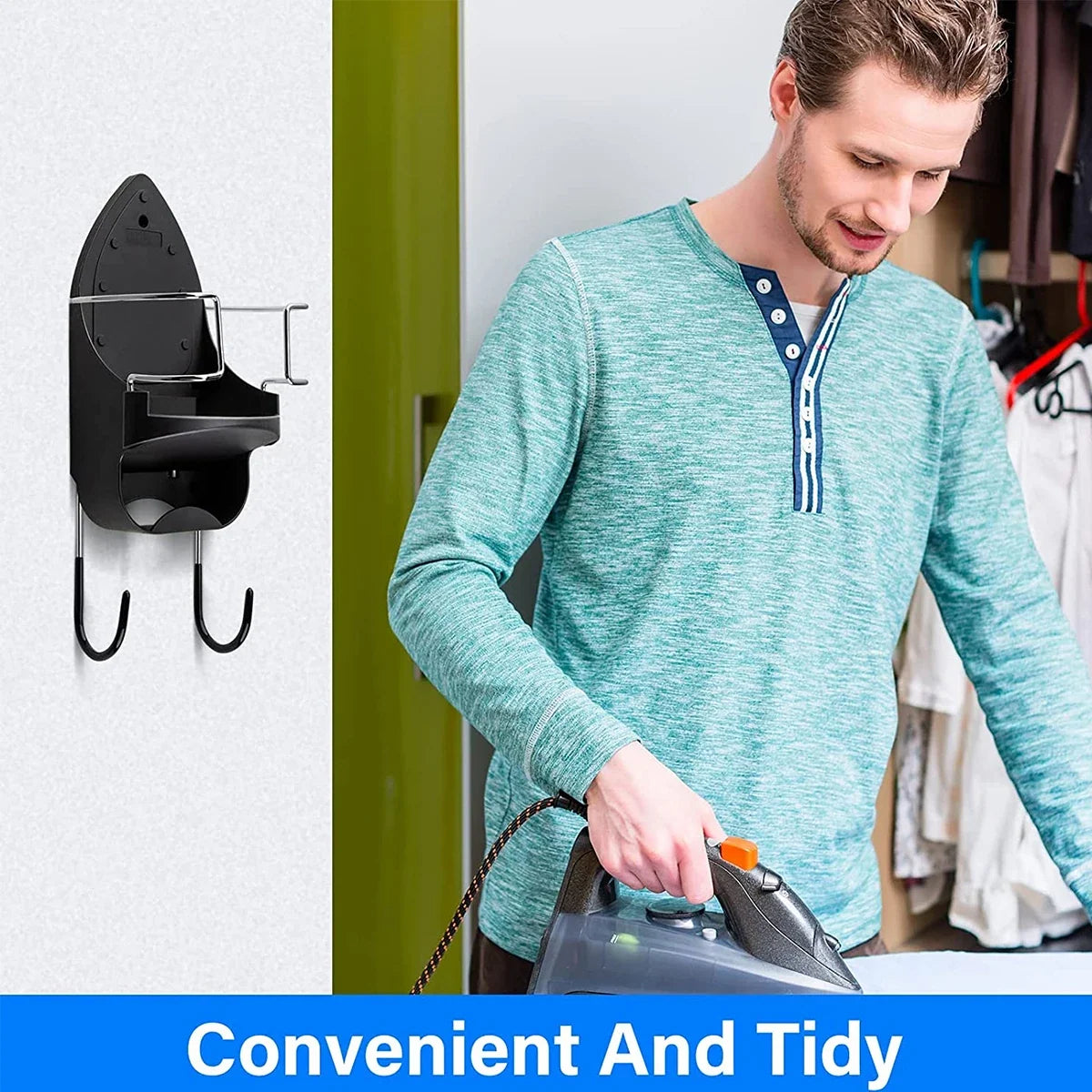 Wall Mount Ironing Board Holder & Iron Hanger Rack – Metal