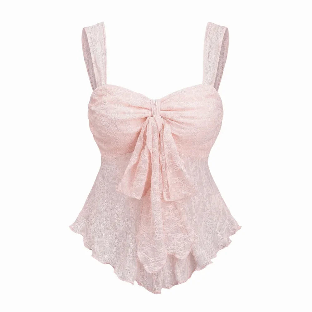 Lace Camisole Crop Vest | Sweetheart Neck Backless Top S-XL