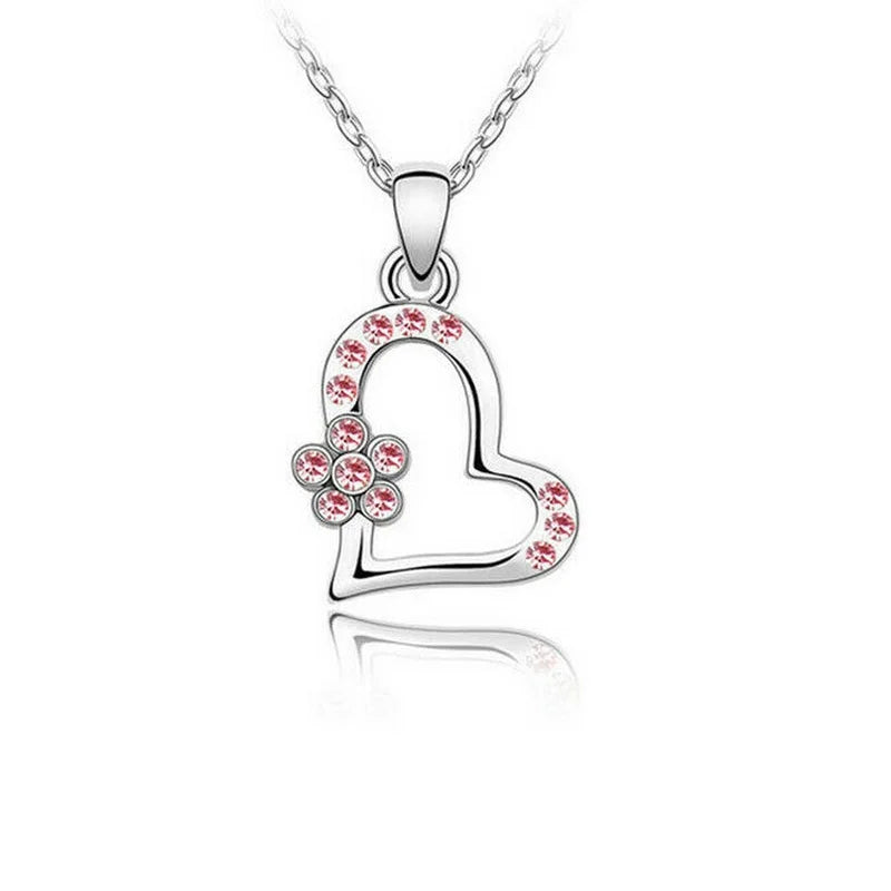 Women's Green Crystal Heart Pendant Necklace | Gift