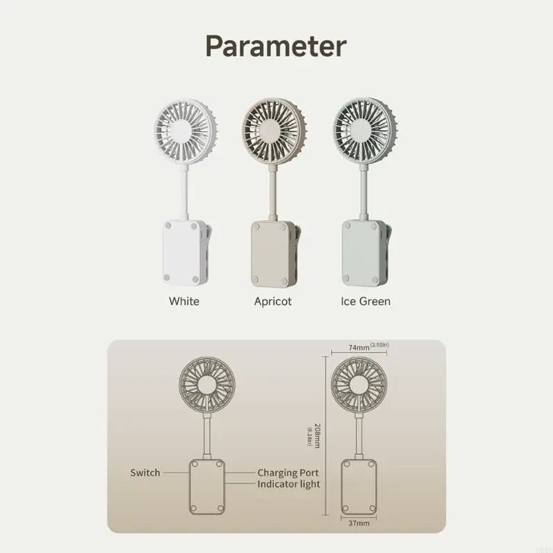 Portable USB Clip Fan | 3 Speeds & 1200mAh Battery