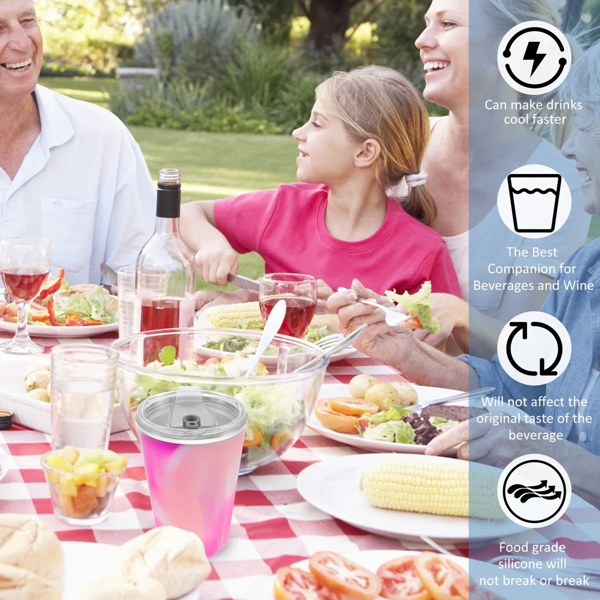 Wine Freeze Cooling Cup 330ml – Silicone & Stainless Steel