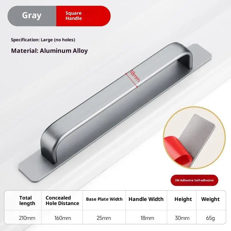 Drill-Free Aluminum Adhesive Door Handle for Sliding Doors & Drawers