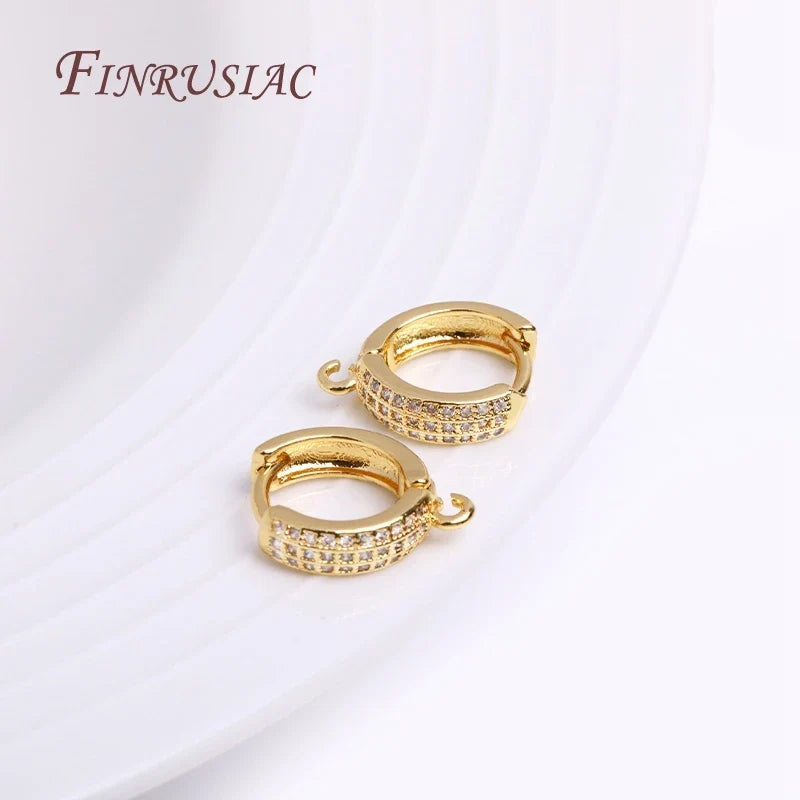 18K Gold Plated Zircon Round Hoop Earring Hooks & Clasps DIY