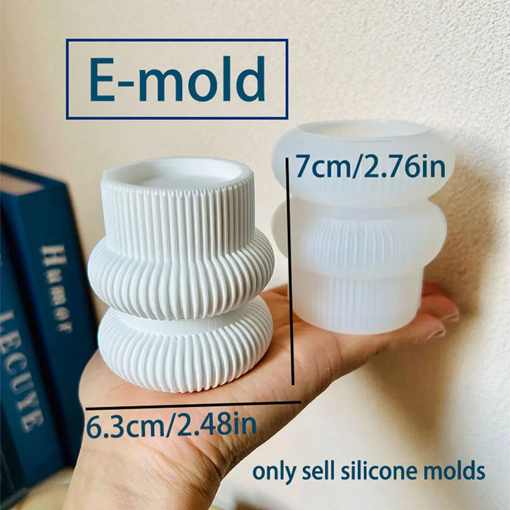 Striped Candle Holder Silicone Mold – DIY Concrete & Plaster