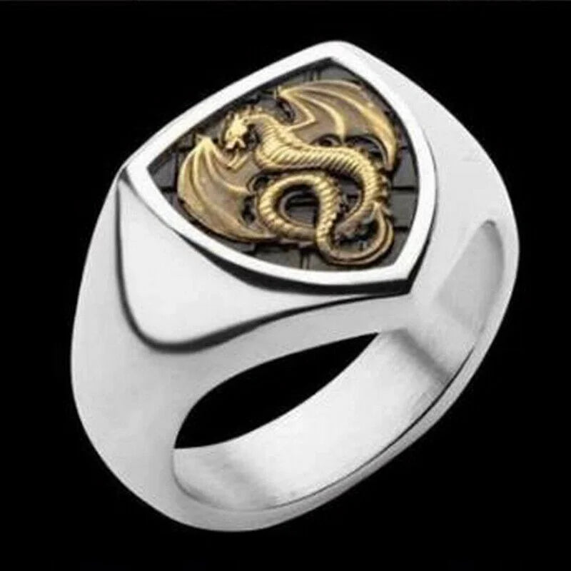Vintage Dragon Crystal Ring Zinc Alloy Silver | Sizes 6–11