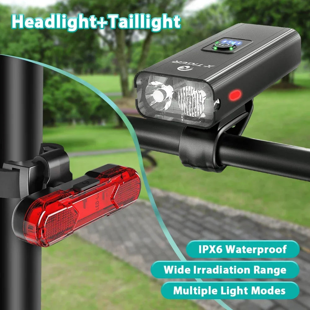 X-TIGER USB Rechargeable Bike Light Set – Front & Tail Light