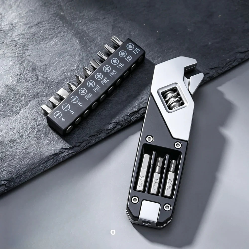 DAZZLEEX 13-in-1 Adjustable Wrench Multi-Tool & Screwdriver Bits