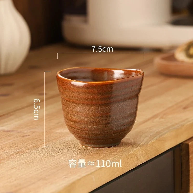 Japanese Rough Pottery Ceramic Cup – Retro Kung Fu Tea Mug 110ml