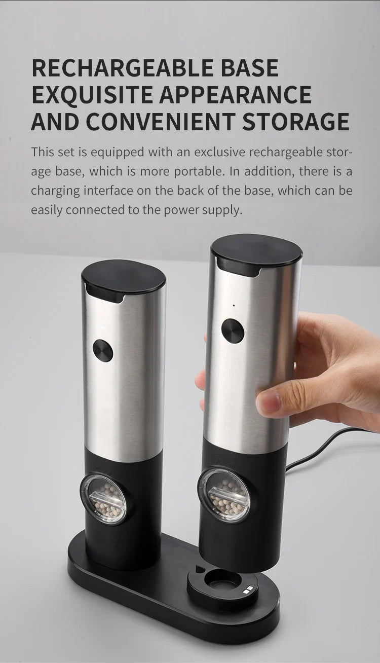 CLITON Electric Salt & Pepper Grinder Set | USB Rechargeable