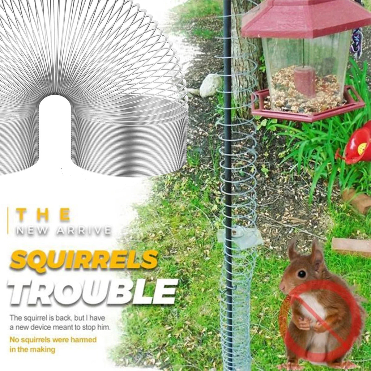 Squirrel Proof Spring Baffle for Bird Feeder – Stainless Steel