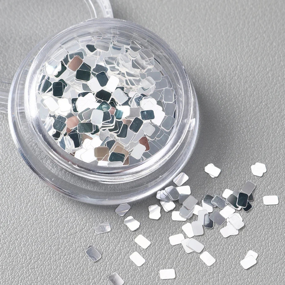 Holographic Square Silvery Nail Art Sequins | DIY Paillette