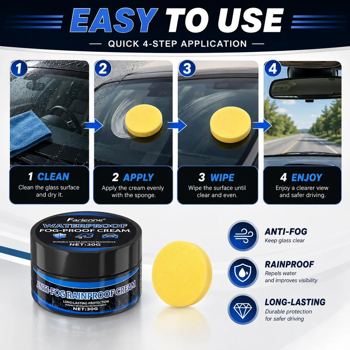Nano Anti-Fog Cream – Helmet Visor, Windscreen & Glass Coat