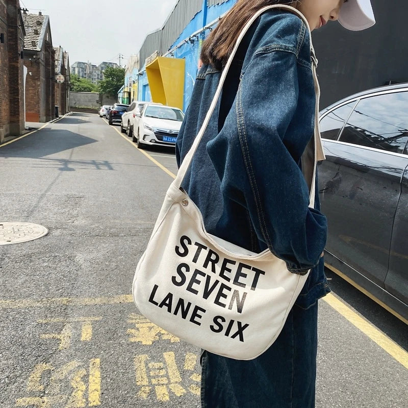 Japanese Puppy Print Canvas Crossbody Tote Bag – Unisex