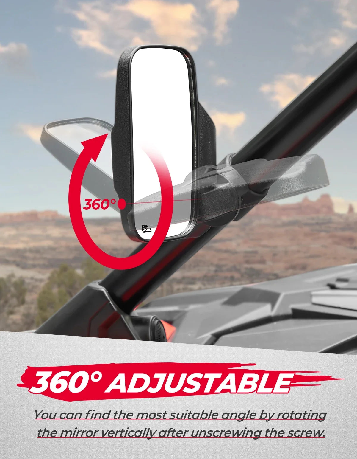 UTV Side Mirrors Clamp-On 1.75"–2" Roll Cage | Polaris RZR Can-Am
