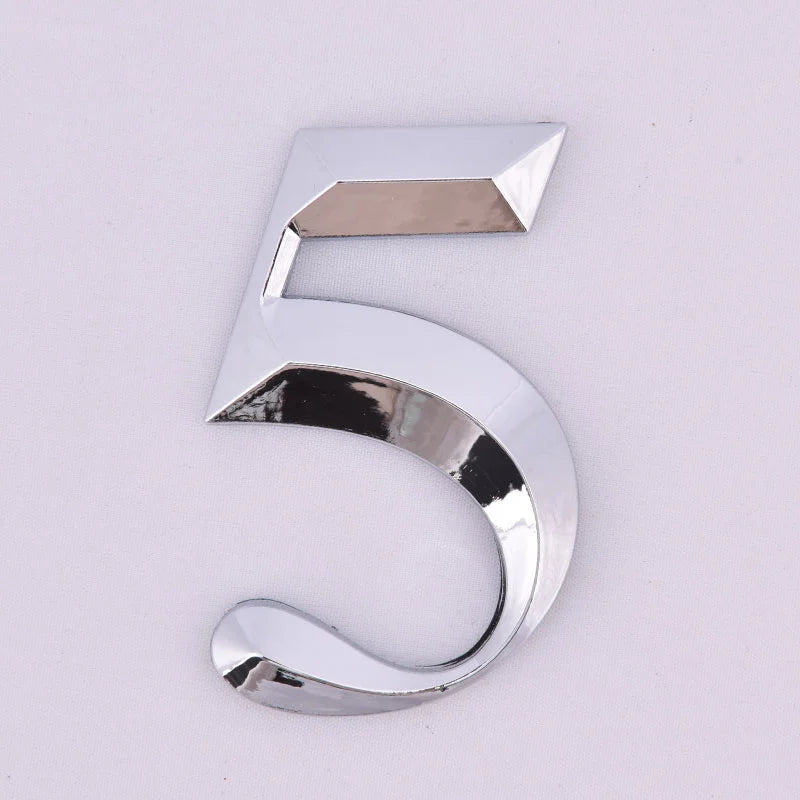 Self-Adhesive Chrome House Door Number Sign Sticker 7x4.5cm