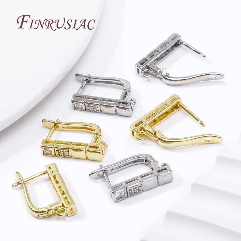 18K Gold Plated Zircon Earring Hooks – DIY Drop Earring Findings
