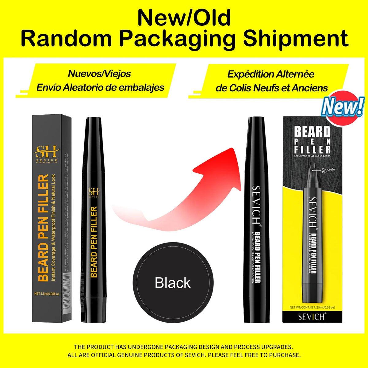 Sevich Beard Filler Pen Kit – 4-Prong Waterproof Pencil & Brush