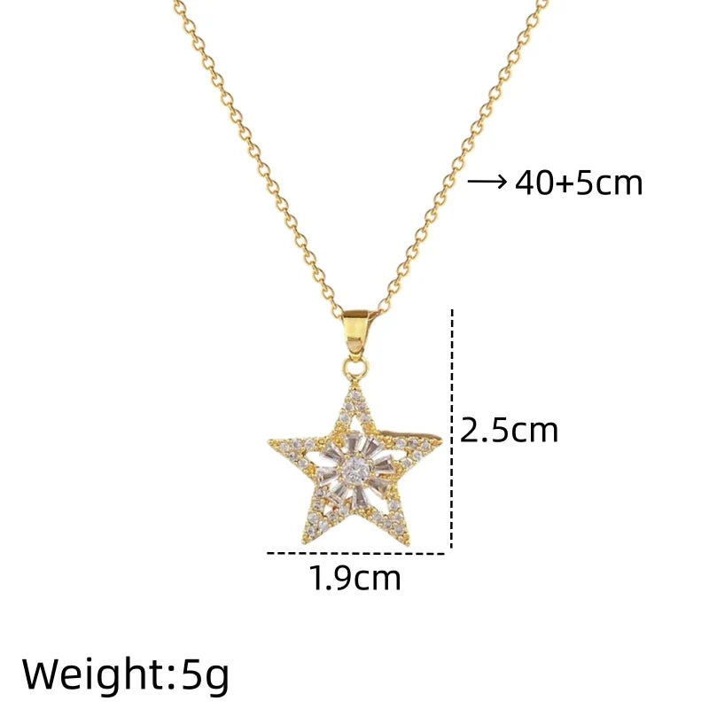 Women's Star Pendant Necklace – Gold Stainless Steel Choker