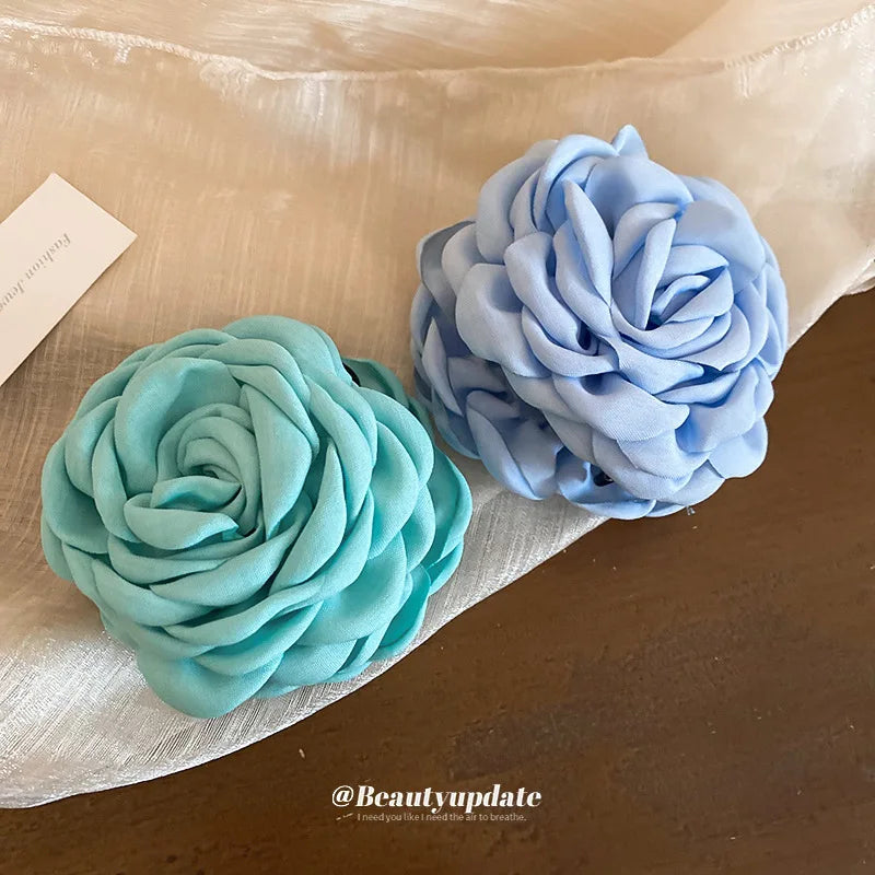 Rose Flower Hair Claw Clip – Elegant Shark Clip for Women