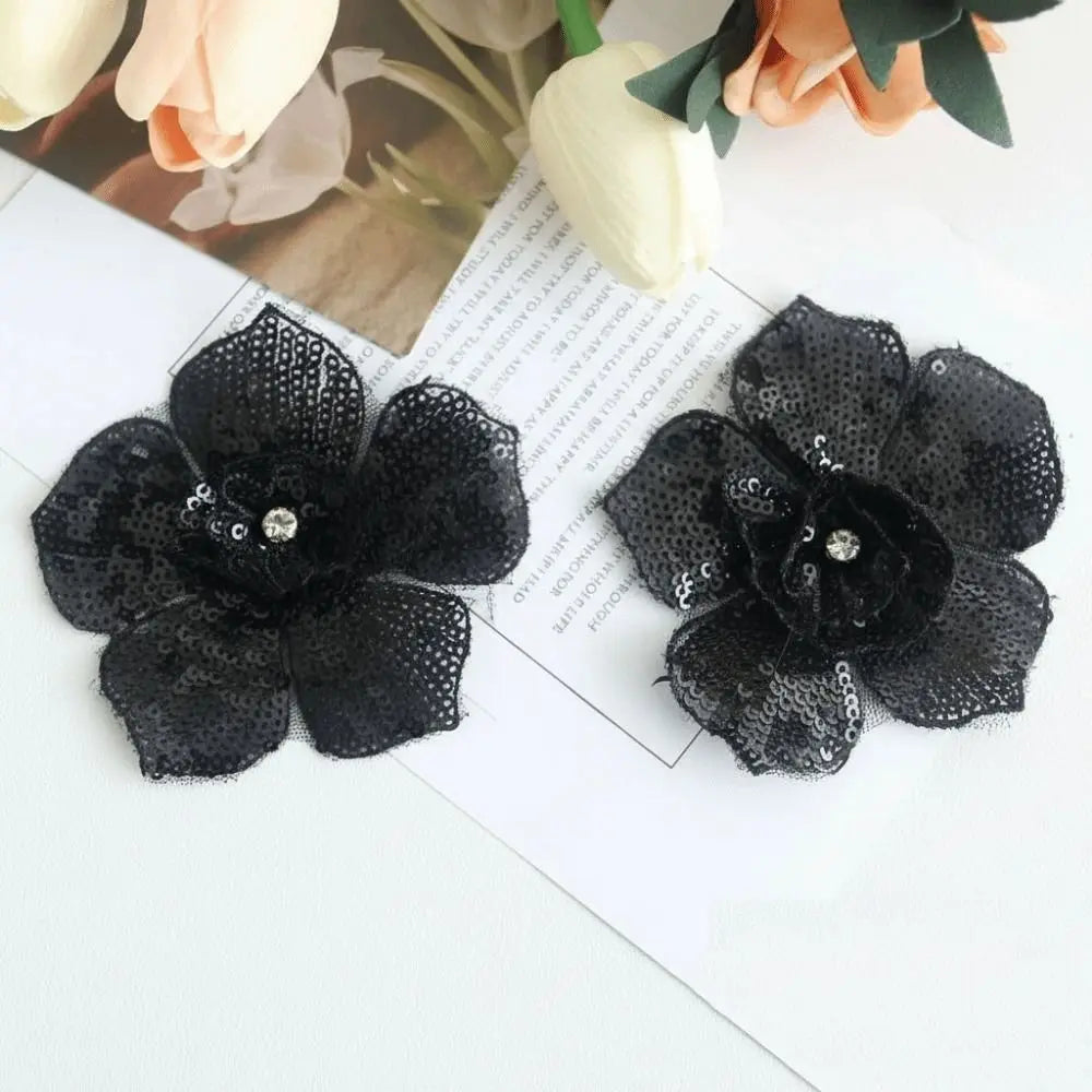 3D Sequin Beaded Lace Patches – Bridal Flower & Leaves Design