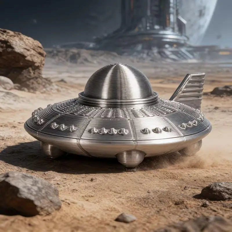 3D Printed UFO Figurine Retro Sci-Fi Alien Spaceship Desk Ornament
