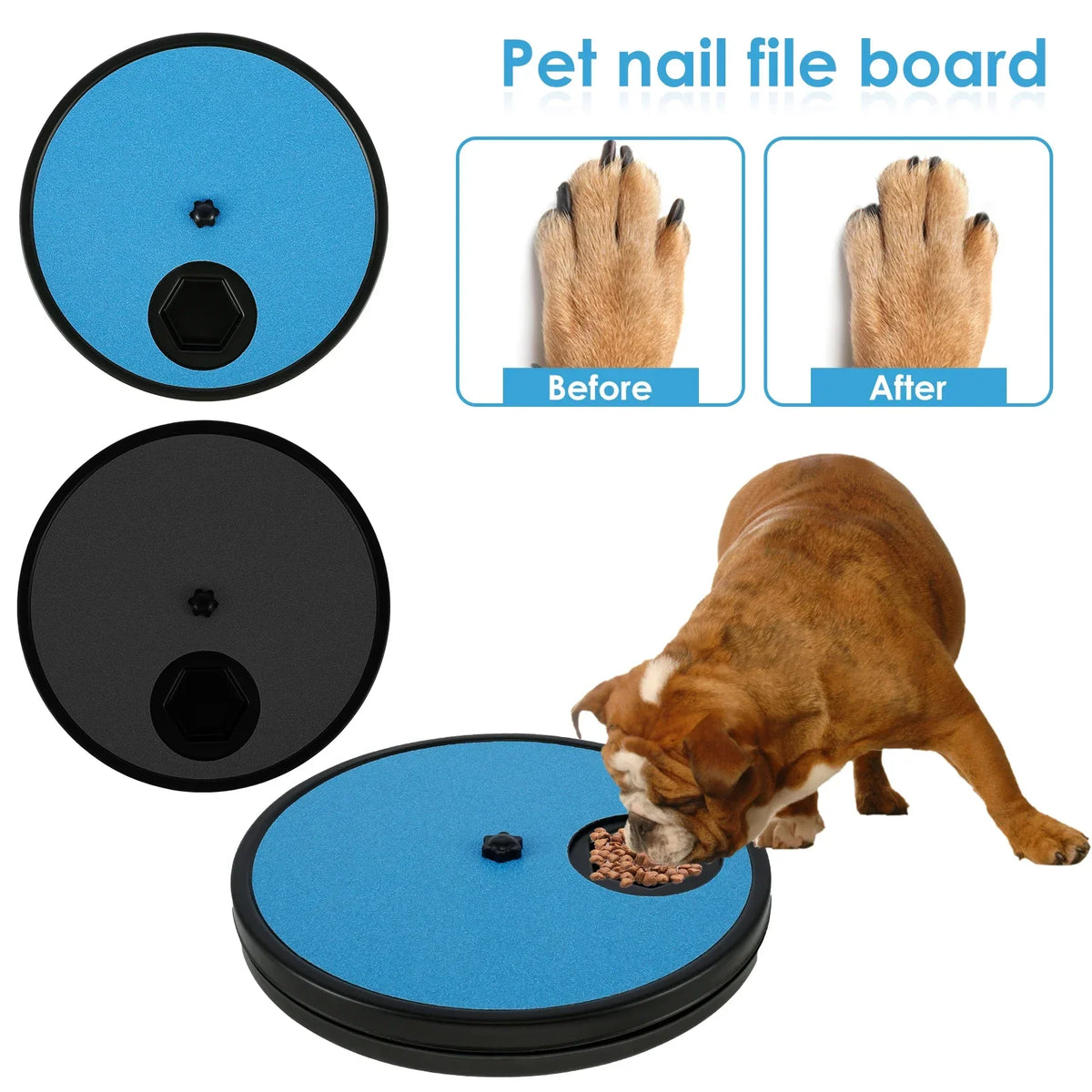 Rotatable Dog Nail Scratcher Board with 6 Food Compartments