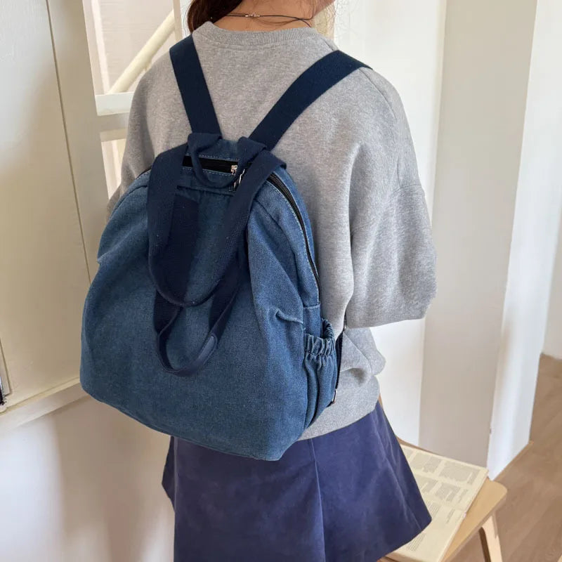 Denim Women's Backpack – Large Capacity Travel & Shoulder Bag