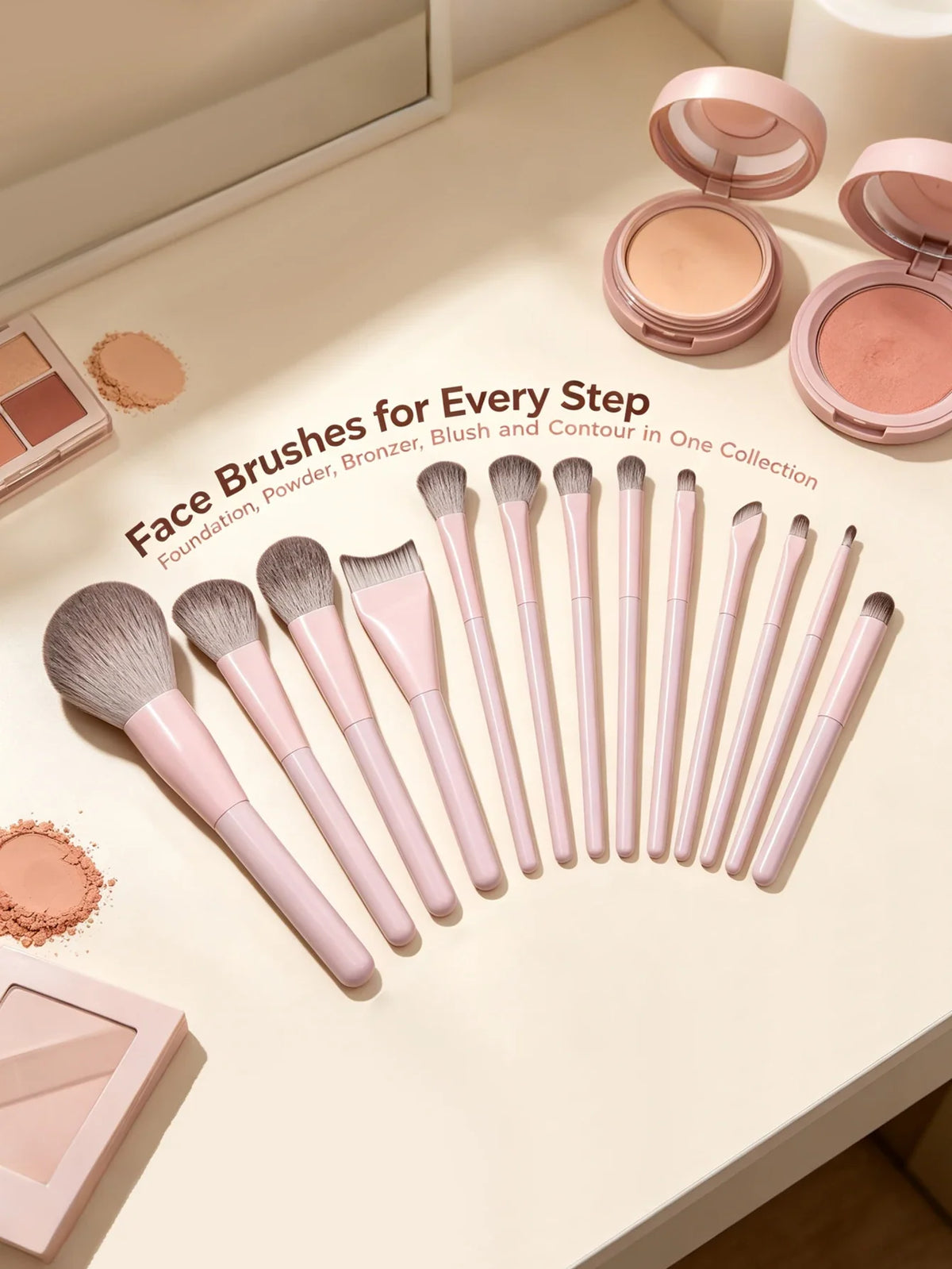 16Pc Makeup Brush Set – Soft Synthetic Hair, Sponge & Puff