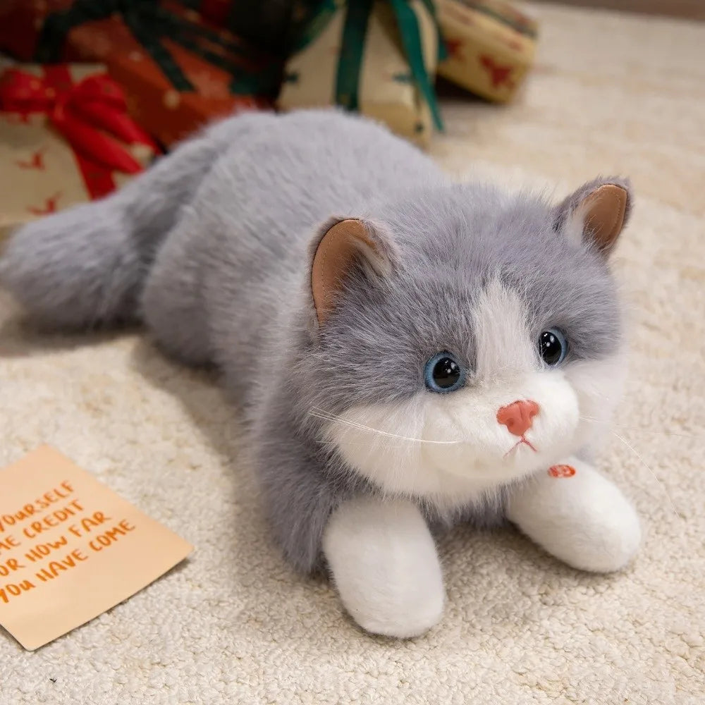 Realistic Cat Plush Toy – Fluffy Voiced Stuffed Animal Doll 40cm