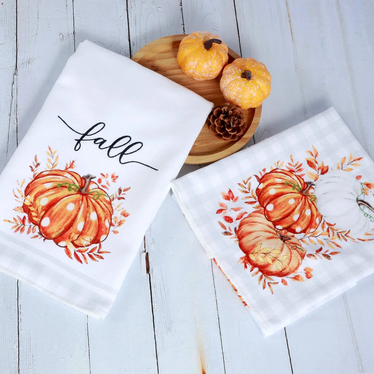 2-Pack Fall Pumpkin Microfiber Kitchen Dish Towels | Autumn