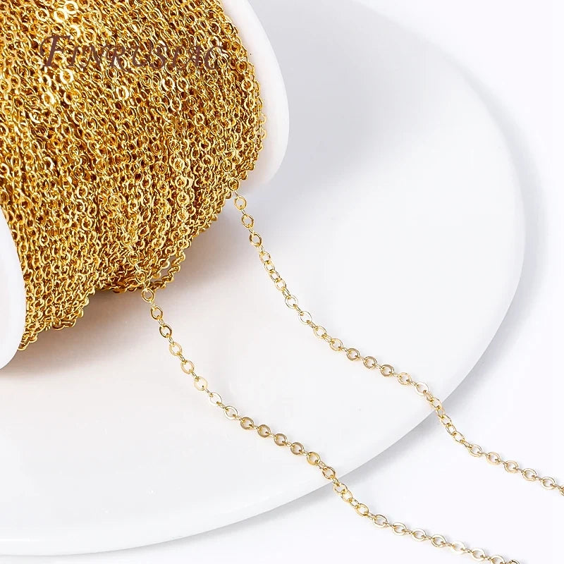 18K Gold Plated O-Shape Chain Spool | 2mm DIY Jewelry Making