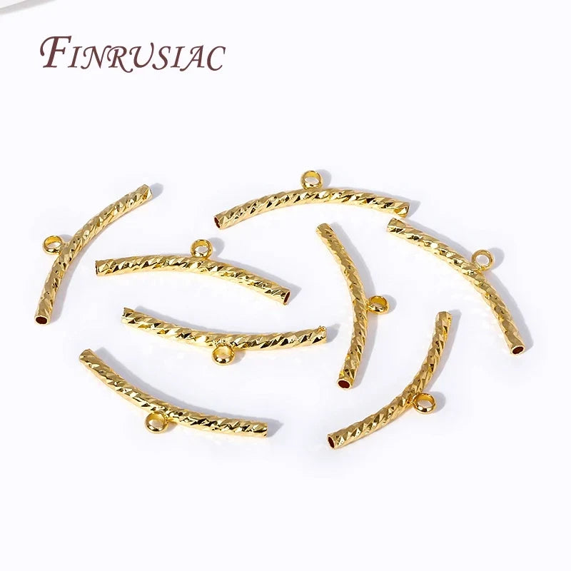 18K Gold Plated Corrugated Tube Bead Connectors | DIY Jewelry