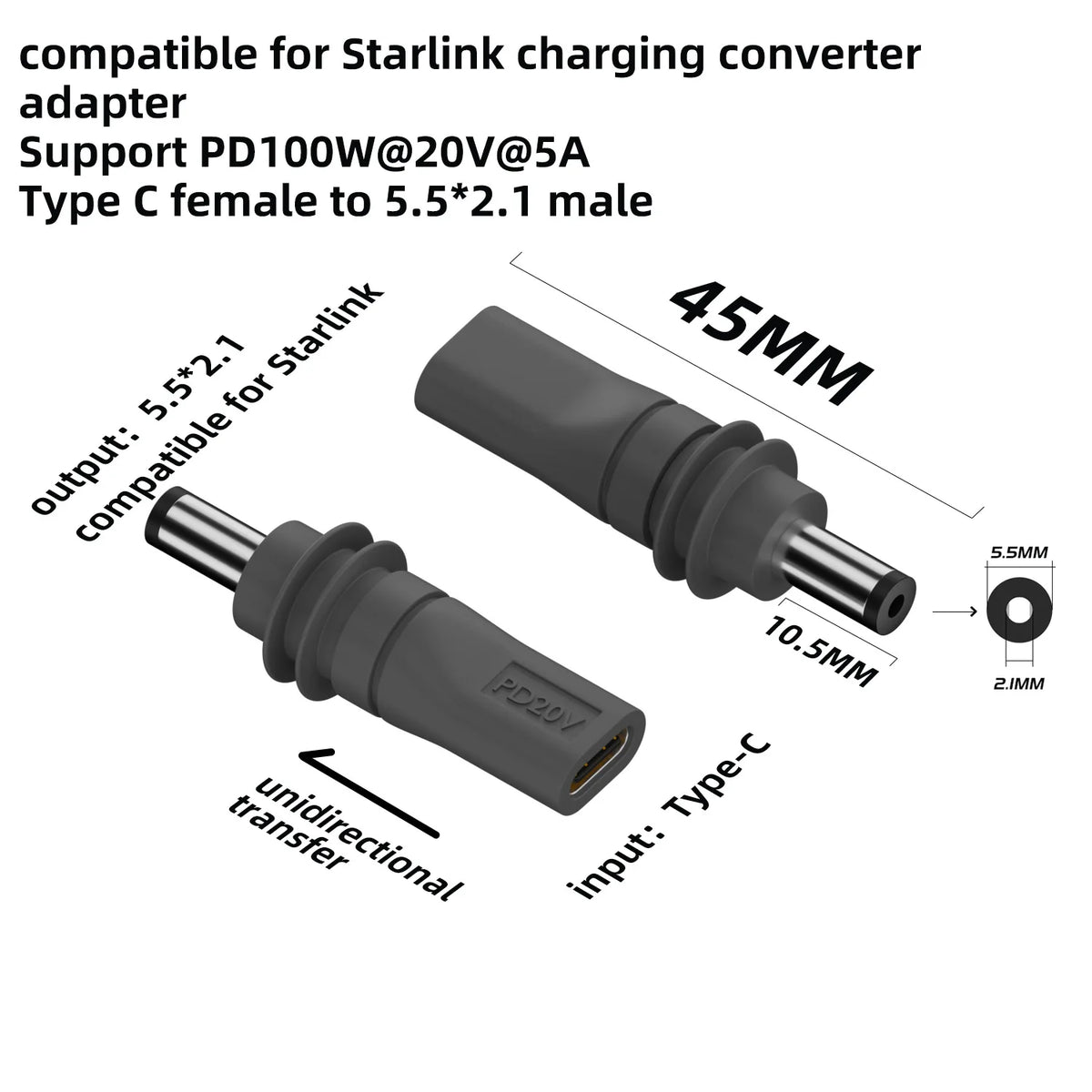 Starlink Mini 2M USB-C DC Power Replacement Cable – Waterproof