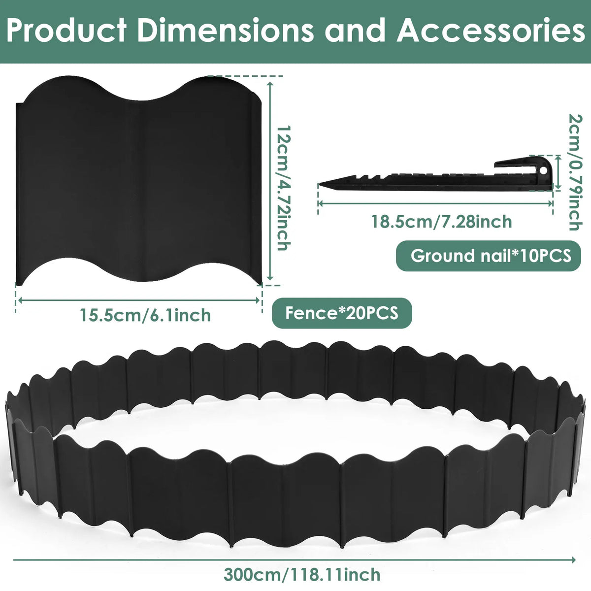 20-Piece No-Dig Interlocking Garden Lawn Edging Border Kit