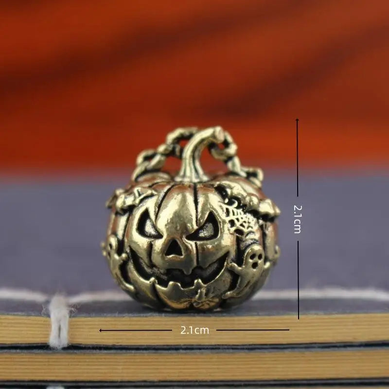Vintage Brass Halloween Pumpkin Charm Pendant | DIY Keychain
