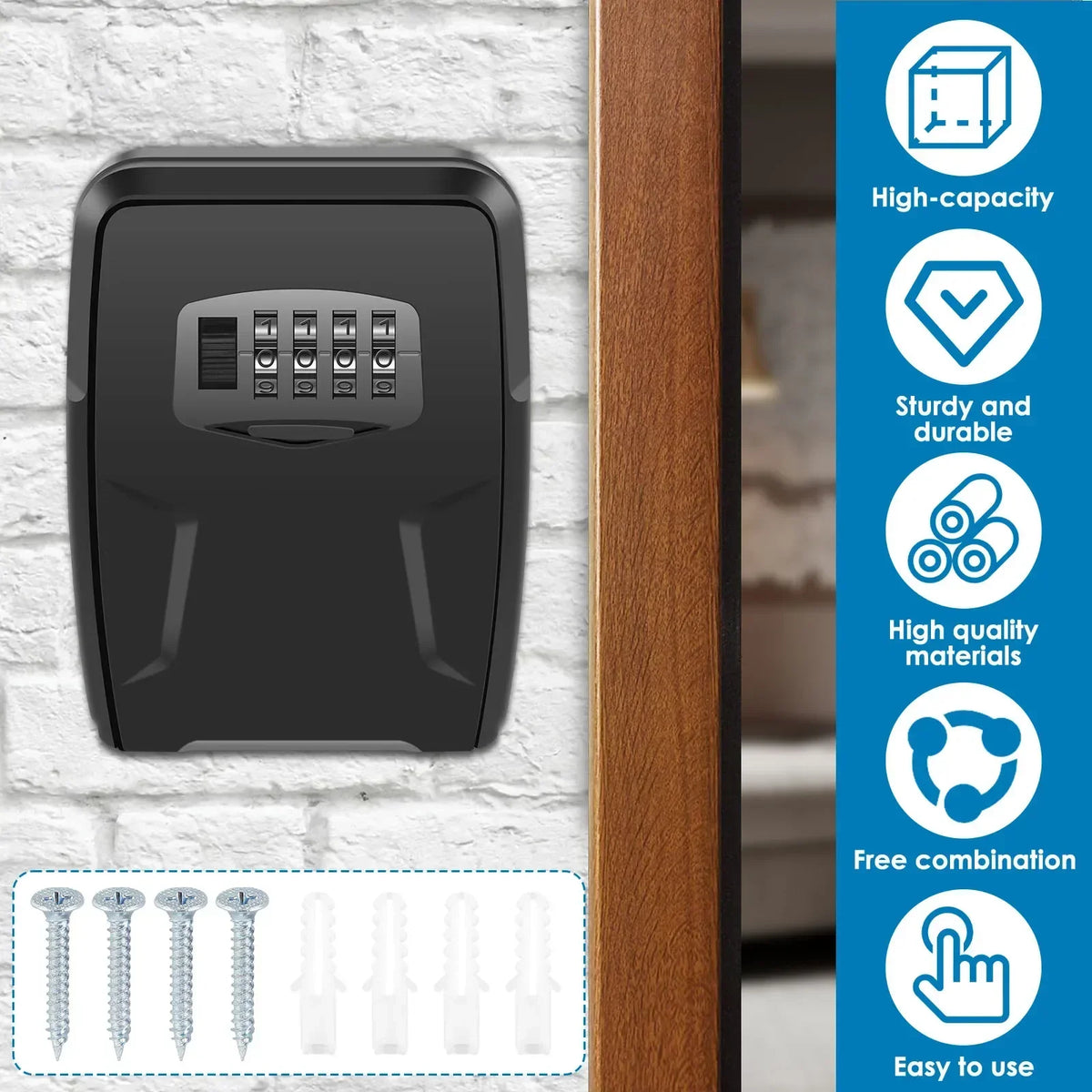 Wall Mount Key Lock Box – 10-Key 4-Digit Combination Code