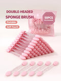 50Pcs Double-Sided Nail Art Sponge Brush Chrome Powder Applicator