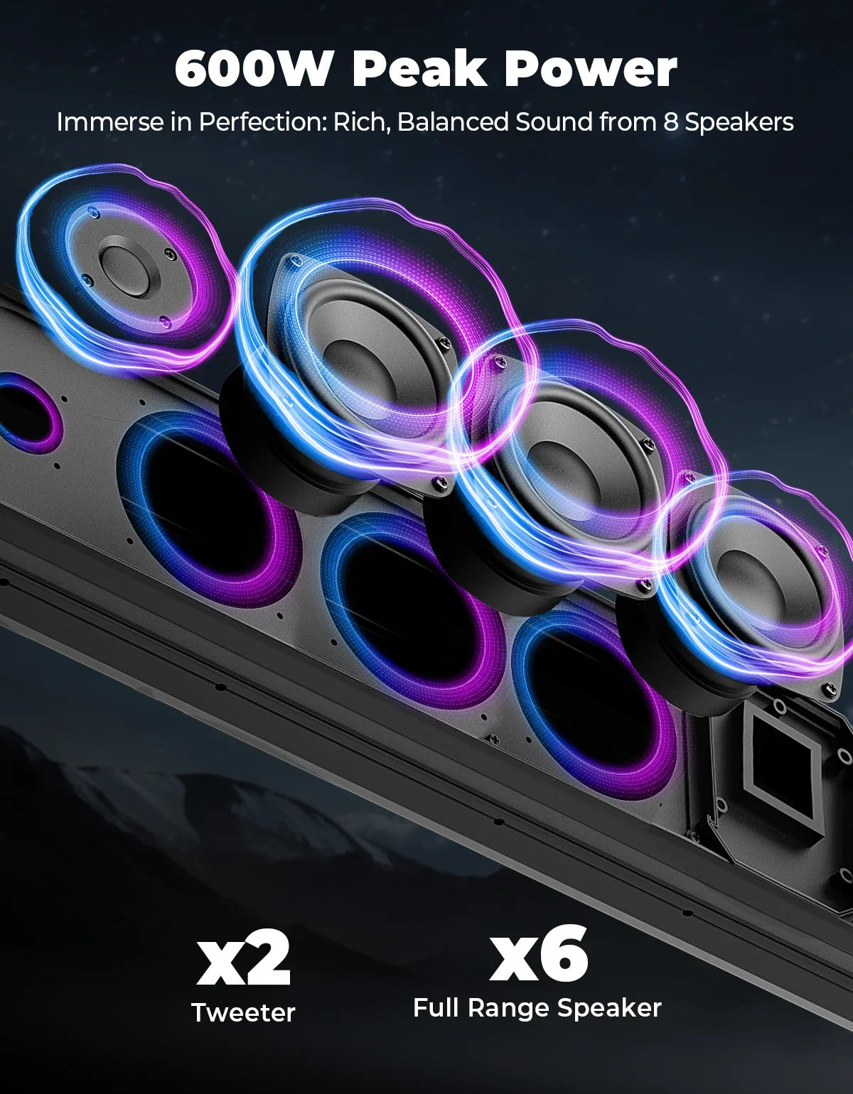 UTV RGB Sound Bar Bluetooth 5.0 | Fits 1.75–2.25" Roll Bars