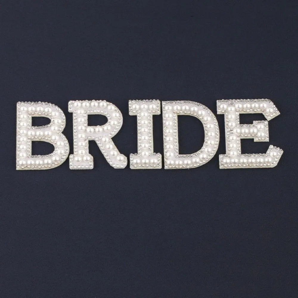Pearl Rhinestone Letter Patches – Adhesive Non-Woven Appliqué