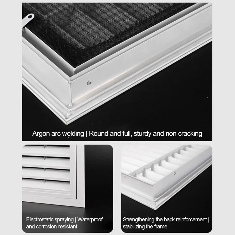 Aluminum Square Air Vent Grille White Gable Vent with Mesh Screen