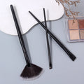 3-Piece Fan Highlighter & Angled Eyebrow Makeup Brush Set
