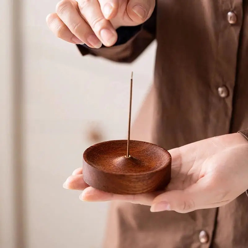 Black Walnut Round Incense Burner & Agarwood Tray Holder