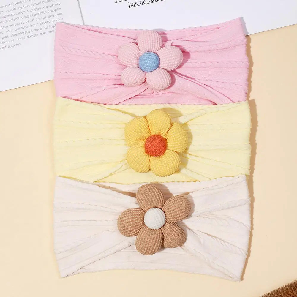 Floral Infant Wide Headband – Soft Stretchy Nylon Baby Head Wrap