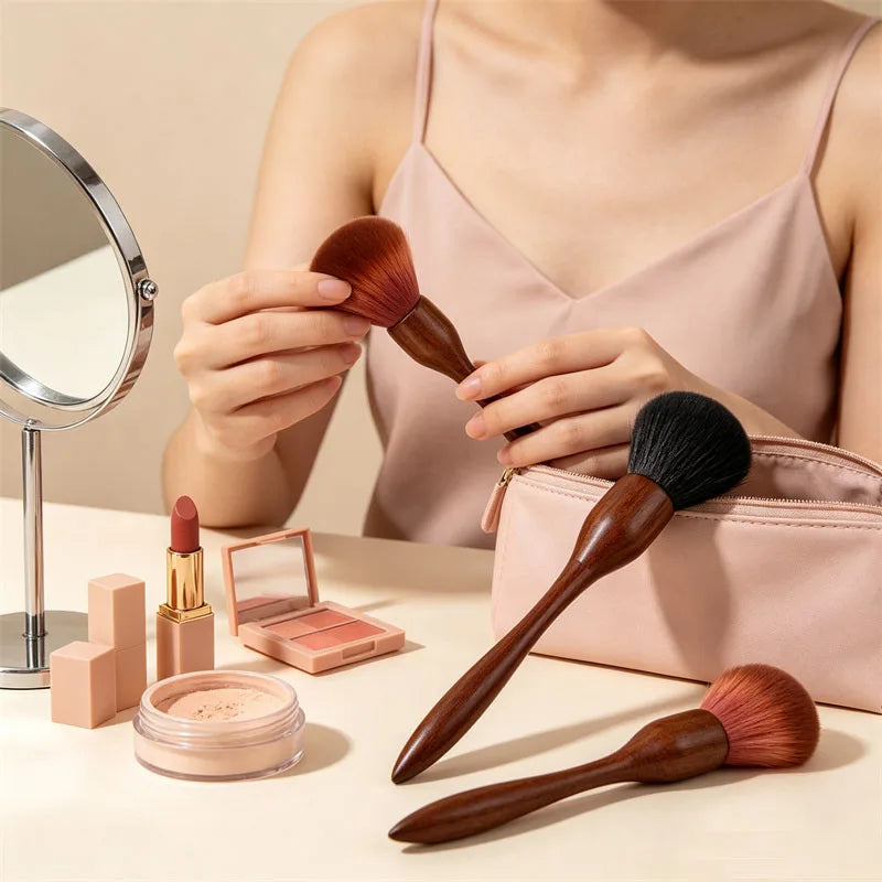 Sandalwood Long Handle Blush & Loose Powder Setting Brush